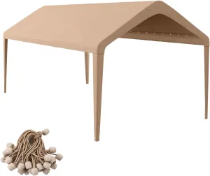 Canopy Replacement Cover, Carport Replacement Canopy, 800D Oxford Waterproof & UV Protected Tarp with Ball Bungees (Frame is not Included) (Beige, 10x20)