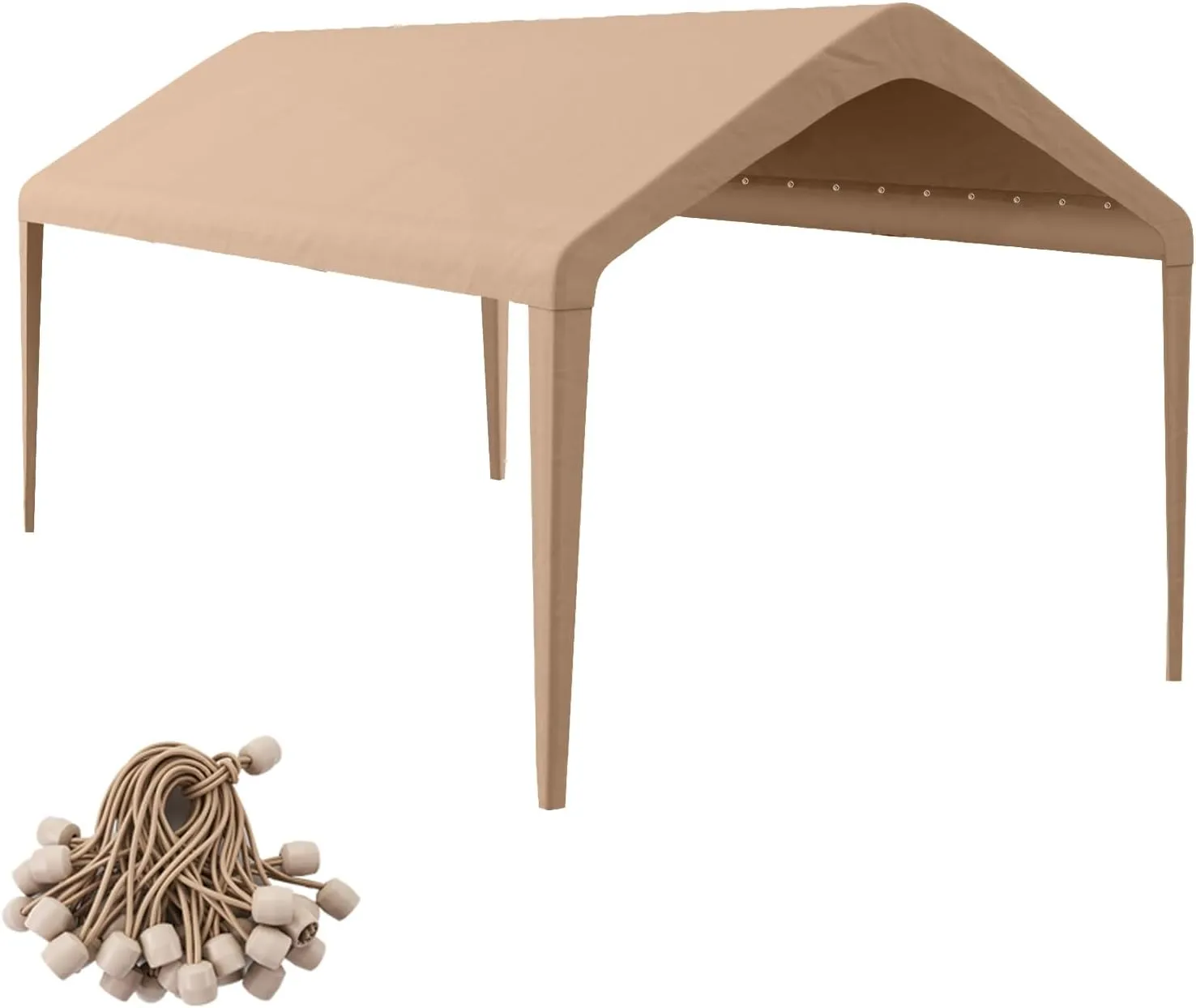 Canopy Replacement Cover, Carport Replacement Canopy, 800D Oxford Waterproof & UV Protected Tarp with Ball Bungees (Frame is not Included) (Beige, 10x20)