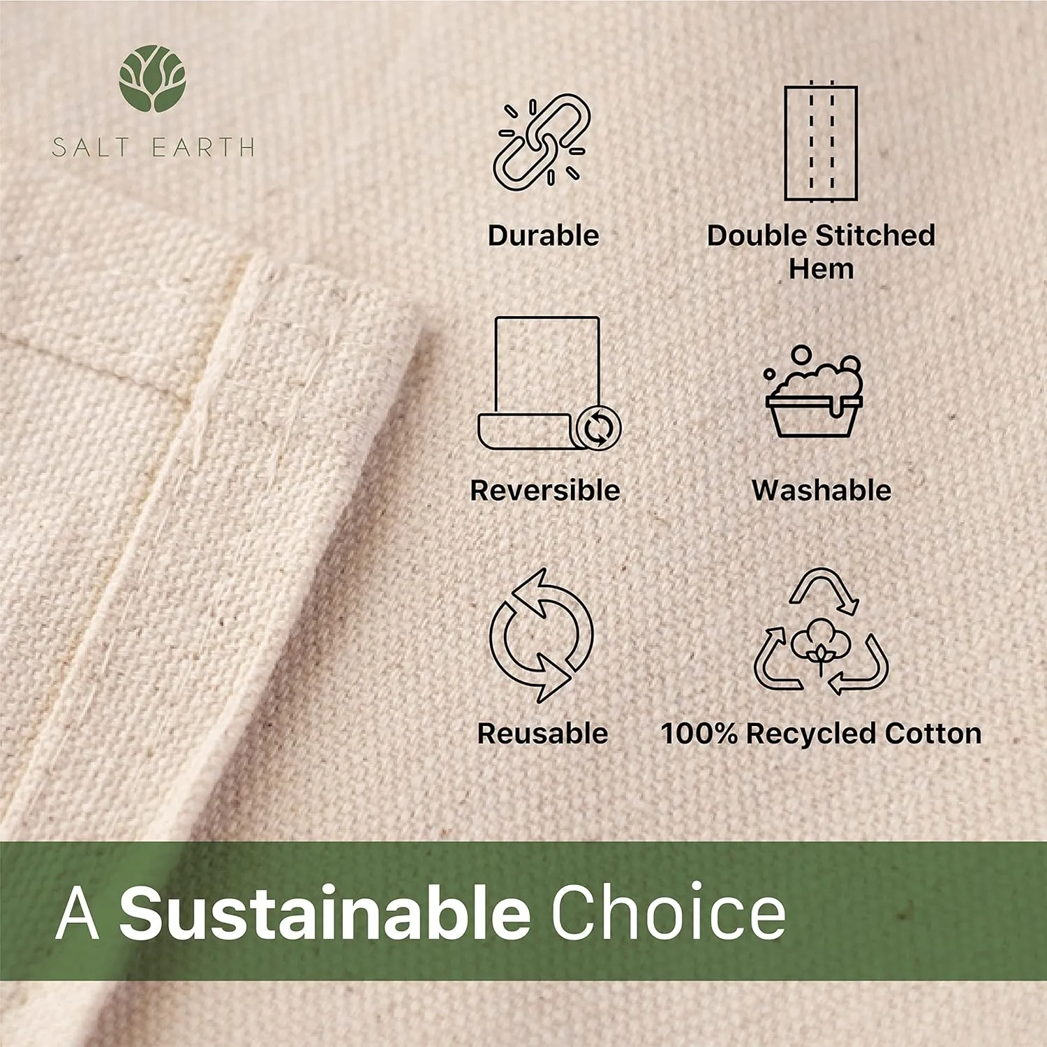 Canvas Drop Cloth by Salt Earth, Pack of 1 Reusable Paint Drop Cloth, 100% Recycled Cotton, All Purpose Painters Drop Cloth, Cotton Canvas Tarp Cover for Painter Furniture & Floor Protection (9x12FT)