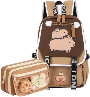 Capybara Backpack Kawaii Backpack Cute Cartoon Capybara Bag With Flap