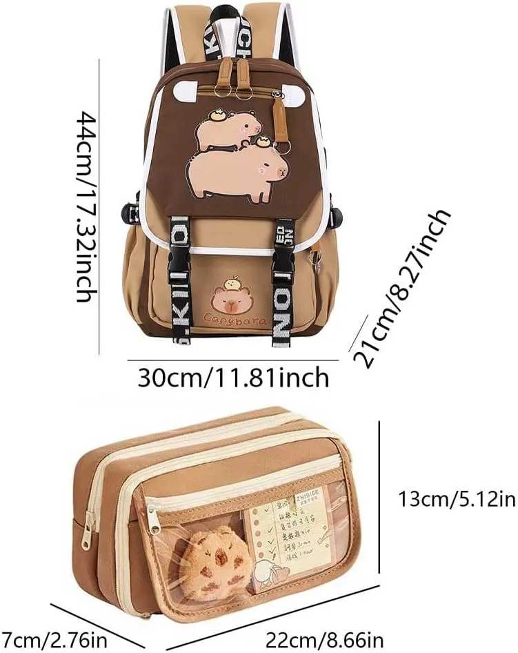 Capybara Backpack Kawaii Backpack Cute Cartoon Capybara Bag With Flap