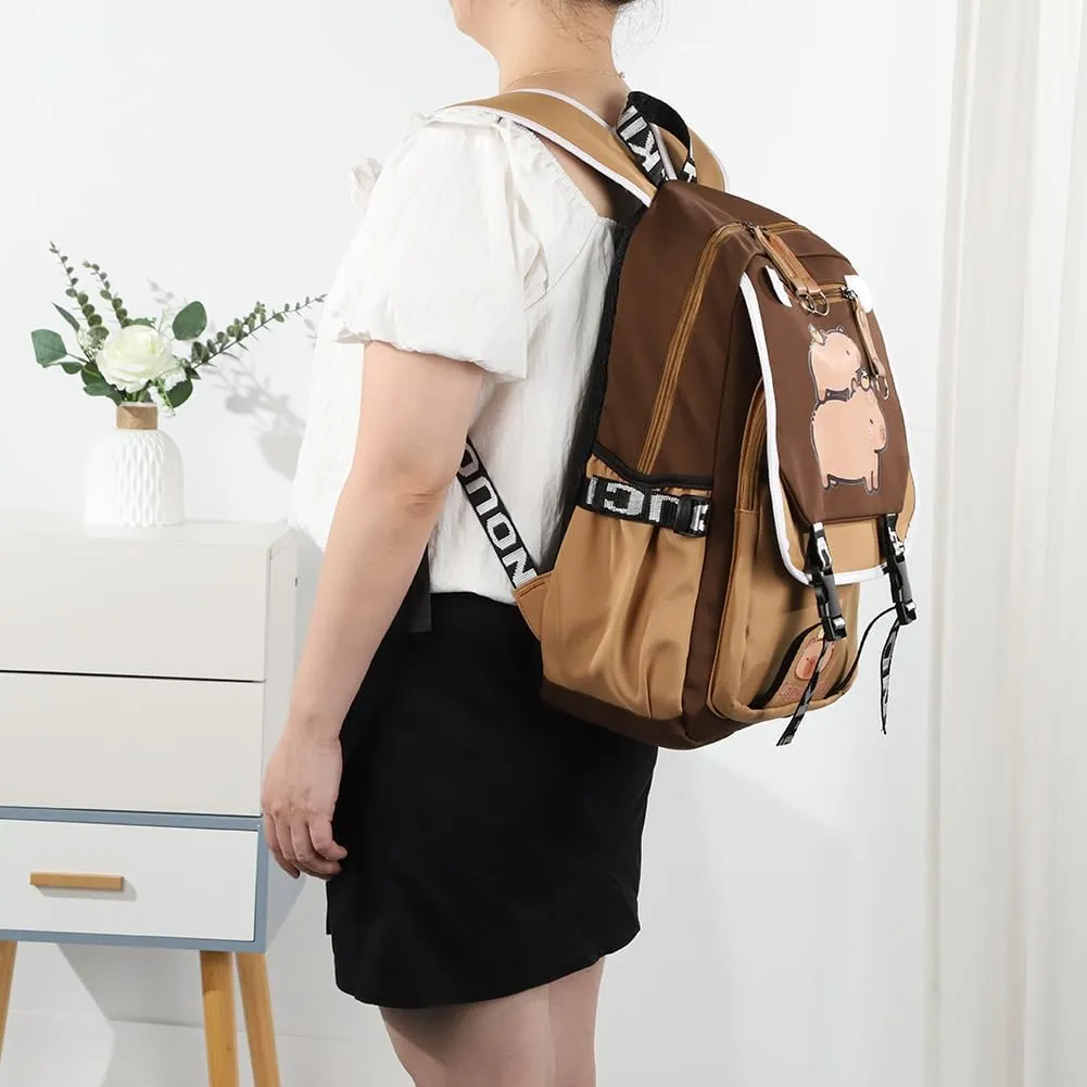 Capybara Backpack Kawaii Backpack Cute Cartoon Capybara Bag With Flap