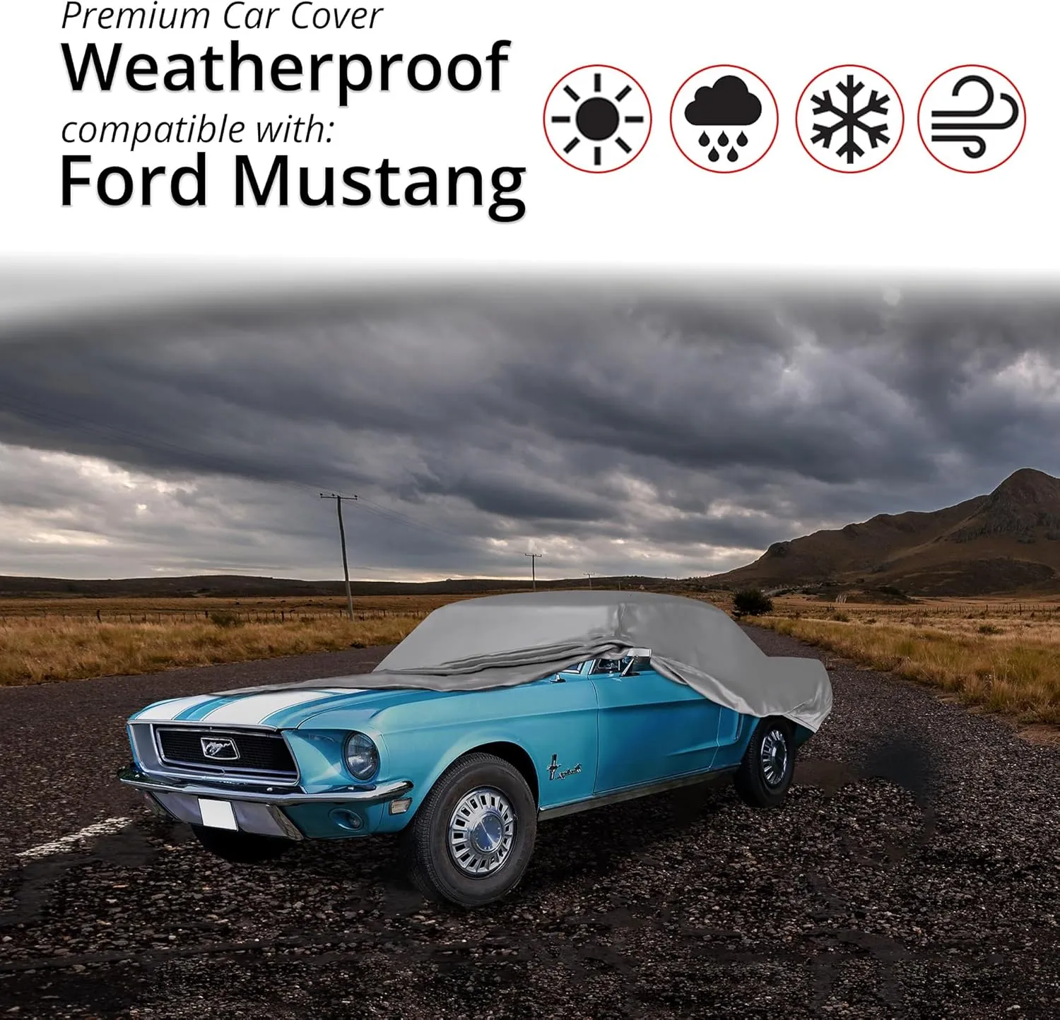 Car Covers Weatherproof Max Car Cover & Warranty Compatible with Ford 1964-1968 Mustang – Outdoor Cover Theft Cable Lock Car Accessories Better Than Waterproof