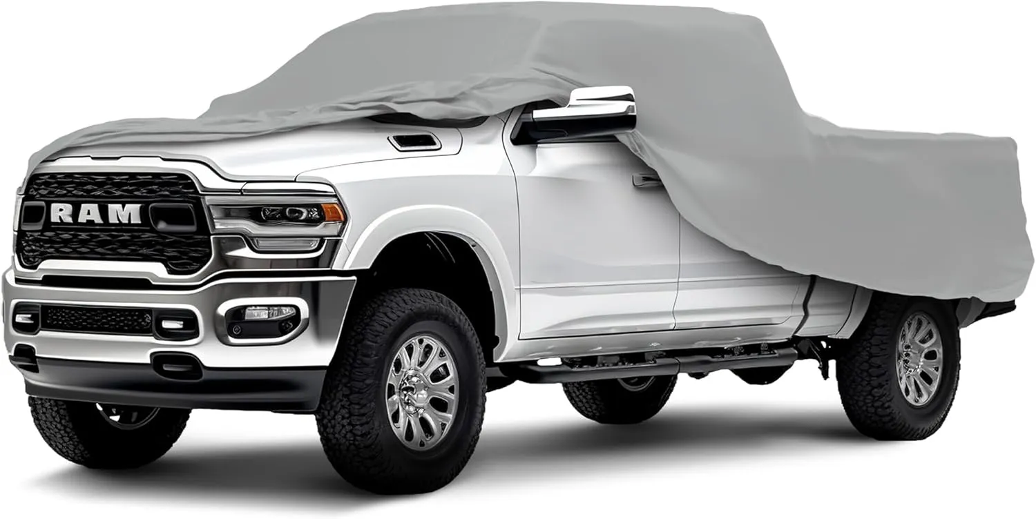 Car Covers Weatherproof Max Truck Cover & Warranty Compatible with Dodge 2010-2019 Ram 3500 Crew Cab, 8'– Outdoor Cover, Prevents Theft with Cable Lock