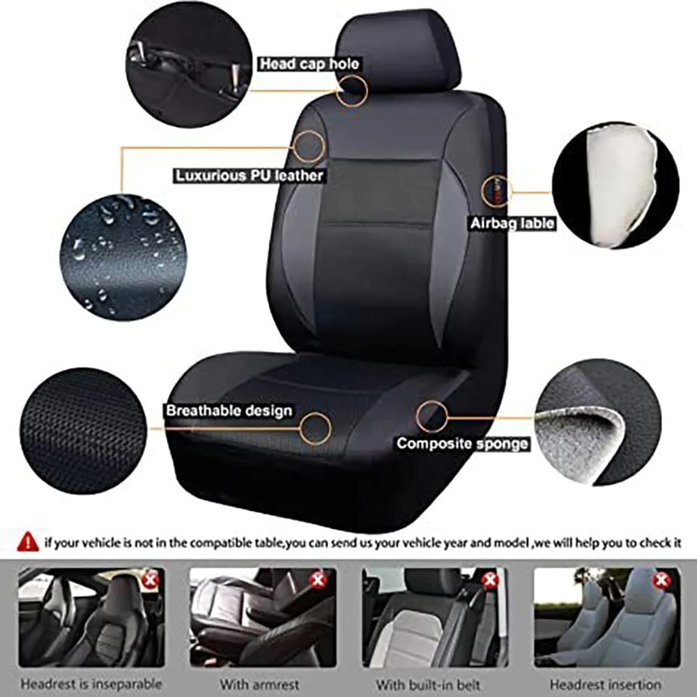 Car Seat Cover Sets for Holden Statesman,Front Rear Covers Protector Waterproof Breathable Comfortable Full Surround Kit Airbag Compatible Accessories,Black