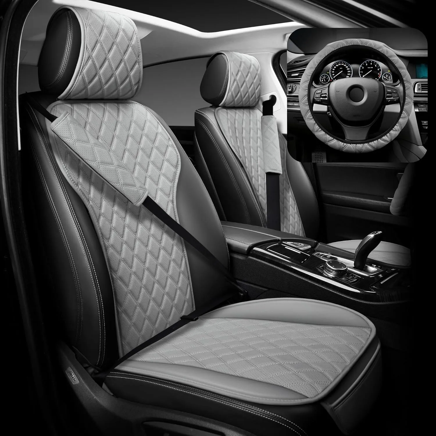 Car Seat Cover Sets for Holden Statesman,Front Rear Covers Protector Waterproof Breathable Comfortable Full Surround Kit Airbag Compatible Accessories,Grey-A