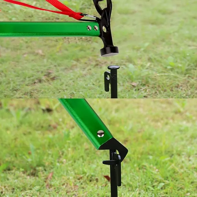 Carbon Steel Aluminum Camping Hammer, 12" Small Lightweight Three-in-One Functional Tent Stake Hammer for Hiking Kit Green