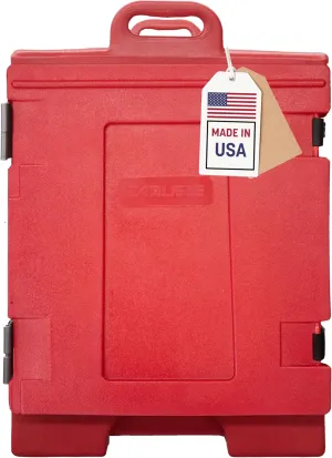 Carlisle FoodService Products Insulated Food Pan Carrier, Holds 5 Full or 10 Half 2.5" Pans (Sold Separately), Front-Loading Cateraide with Handles, Rugged PE Shell with PU Insulation, Red