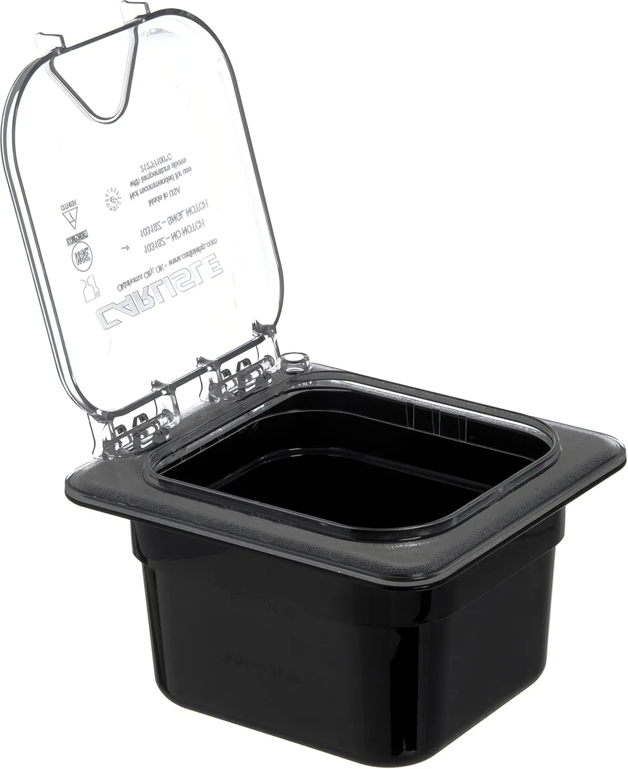 Carlisle FoodService Products Storplus 1/6-Size Plastic Food Pan, Food Storage Container, for Catering, Buffets, Restaurants, Polycarbonate, 1/6 Size, 4 Inches Deep, Black, (Pack of 6)