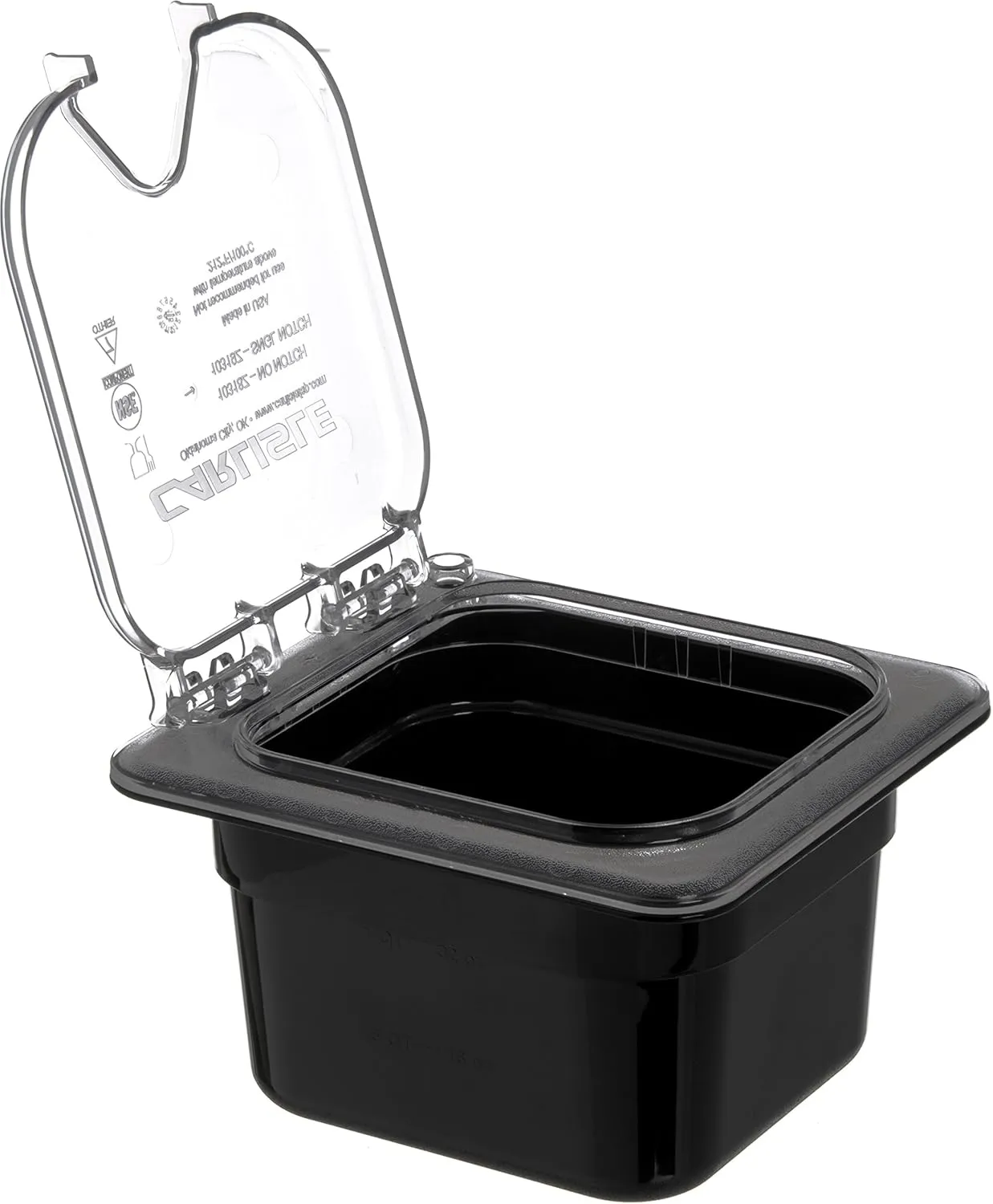 Carlisle FoodService Products Storplus 1/6-Size Plastic Food Pan, Food Storage Container, for Catering, Buffets, Restaurants, Polycarbonate, 1/6 Size, 4 Inches Deep, Black, (Pack of 6)
