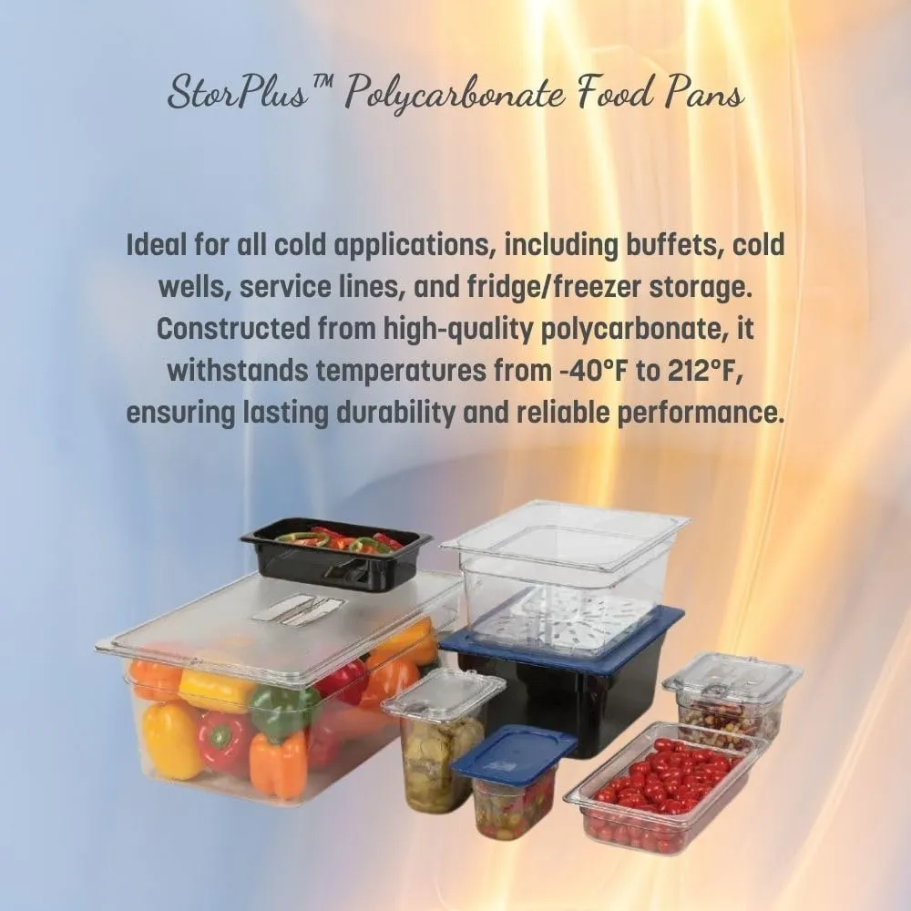 Carlisle FoodService Products Storplus 1/6-Size Plastic Food Pan, Food Storage Container, for Catering, Buffets, Restaurants, Polycarbonate, 1/6 Size, 4 Inches Deep, Black, (Pack of 6)