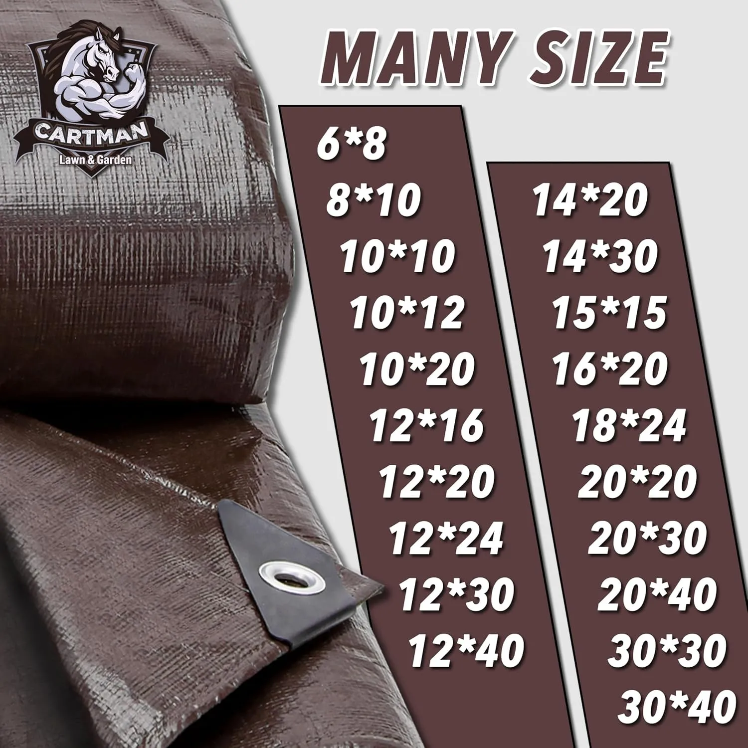 CARTMAN Finished Size 10x10 Feet Extra Thick 20 Mil Brown Ultra Heavy Duty Poly Tarp, Multipurpose Protective Cover, UV Resistant, Waterproof Poly Tarpaulin with Reinforced Edges