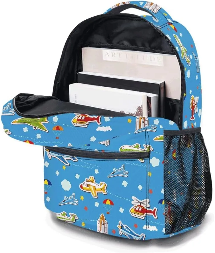 Cartoon Planes Backpack, Casual Lightweight Laptop Bag, Classic Shoulders Backpack Cool Daypack with Multiple Pockets(Cool Planes)