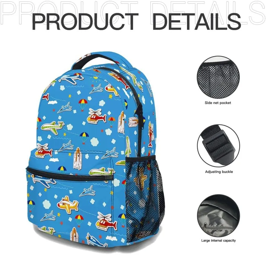 Cartoon Planes Backpack, Casual Lightweight Laptop Bag, Classic Shoulders Backpack Cool Daypack with Multiple Pockets(Cool Planes)