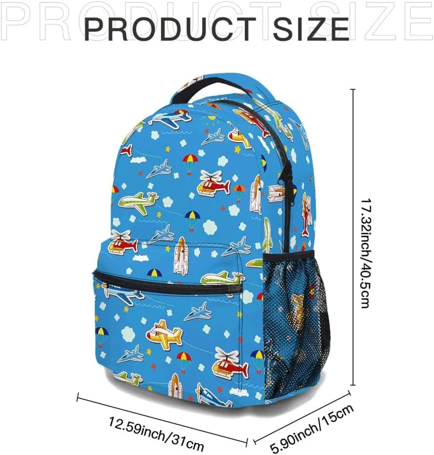 Cartoon Planes Backpack, Casual Lightweight Laptop Bag, Classic Shoulders Backpack Cool Daypack with Multiple Pockets(Cool Planes)