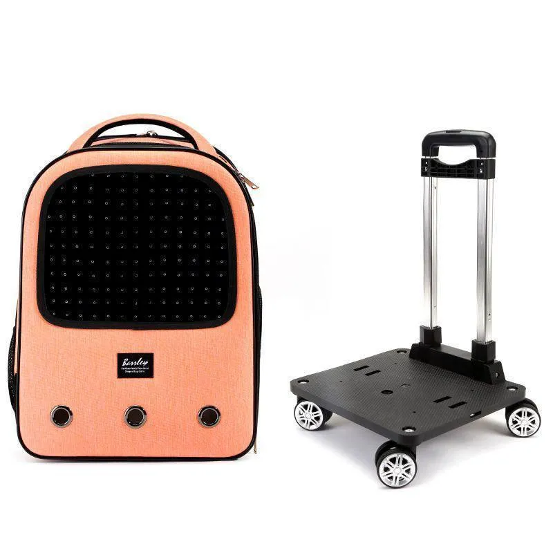 Cat Carrier Backpack With Wheels Rolling Large 5 Color Trolley