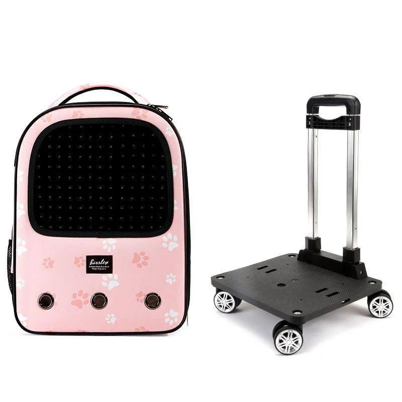 Cat Carrier Backpack With Wheels Rolling Large 5 Color Trolley