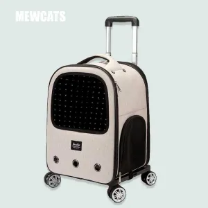Cat Carrier Backpack With Wheels Rolling Large 5 Color Trolley