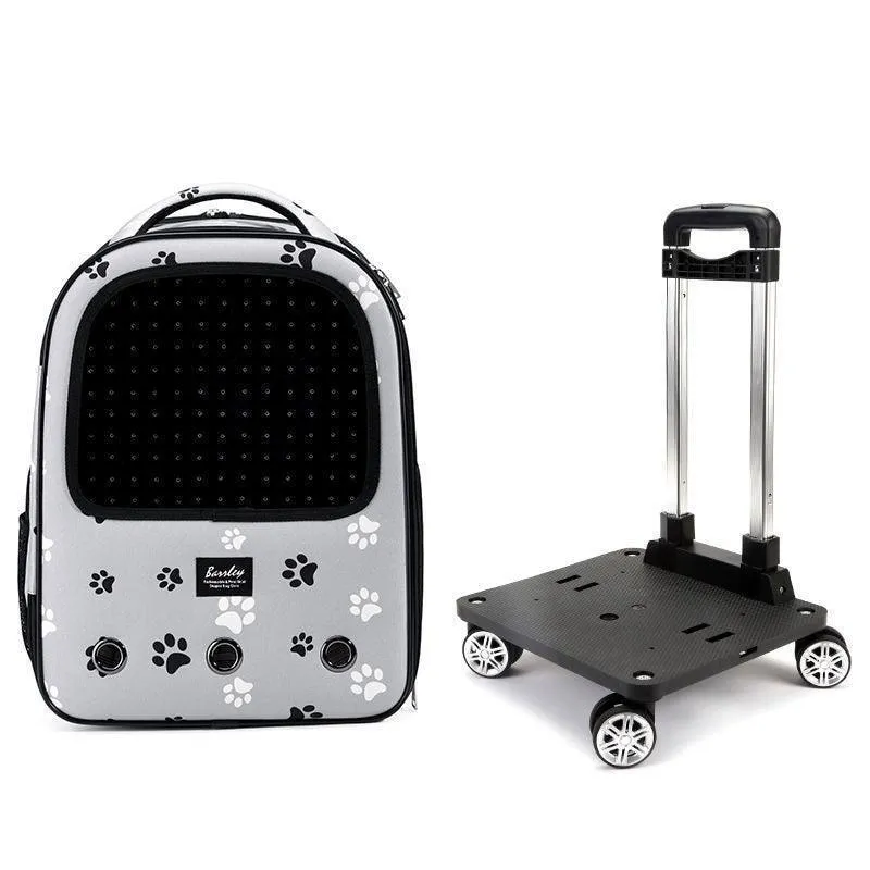 Cat Carrier Backpack With Wheels Rolling Large 5 Color Trolley