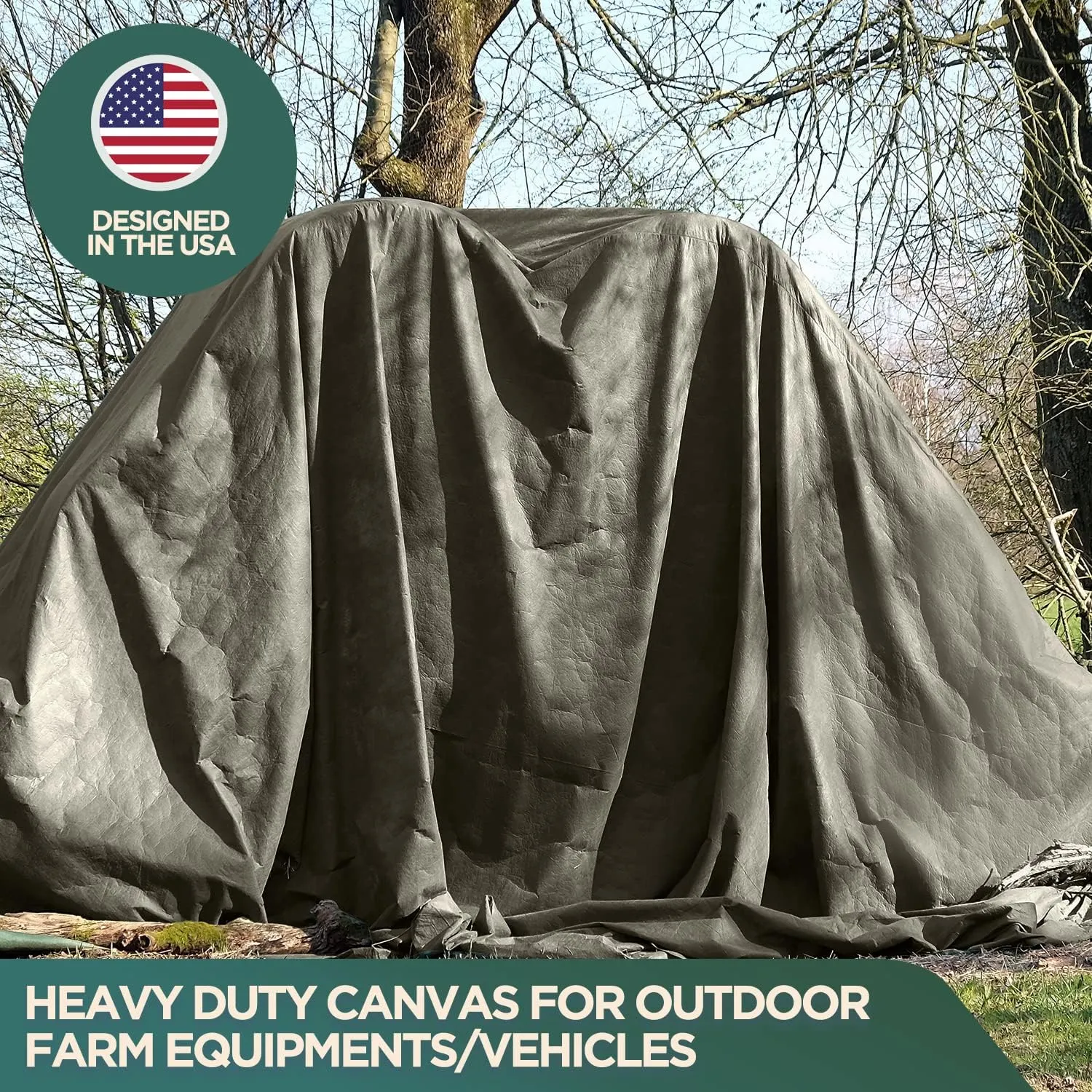 CCS Waterproof Iron Horse Canvas Tarp – Heavy Duty Silicone-Treated Polyester Tarpaulin with Rustproof Grommets for Awnings, Camping, Construction, Equipment Cover & Outdoor Use (Tan, 5x7 Ft)