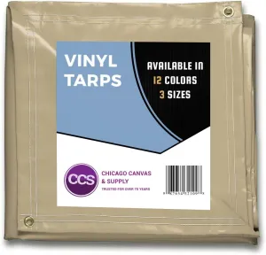CCS Waterproof Vinyl Tarp – Heavy Duty Tarpaulin with Rustproof Grommets for Truck Cover, Construction, Farm Equipment & Outdoor Protection (Tan, 5x7 Ft)