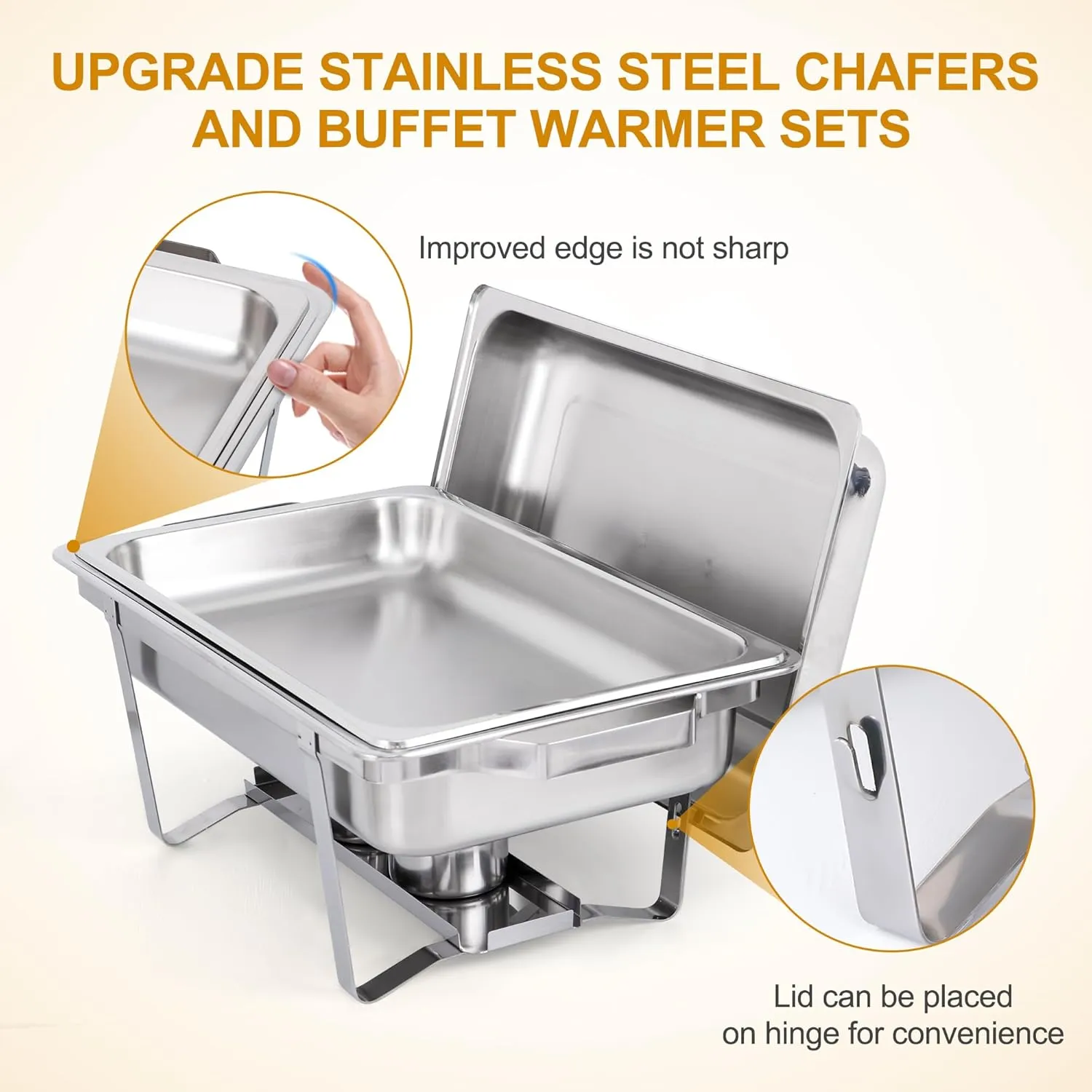 Chafing Dish Buffet Set 9 Qt Stainless Steel Complete Chafer Set Catering Warmer Set with Water Pan, Fuel Holder for Parties, Dinners, Catering, Buffet and Weddings 2 Silver