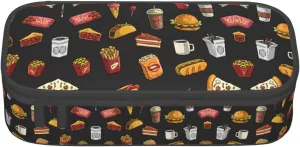 Chicken leg burger drink print Large Capacity Storage Bag Travel Office Supplies Box, Makeup Bag, Desk Organizer with