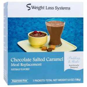 Chocolate Salted Caramel Aspartame Free Pudding/Shake Mix, Low Calorie, Low Carb, Low Fat, Kosher, Vitamin Fortified, Meal Replacement, KETO Friendly, Ideal Protein Compatible, 7/Box
