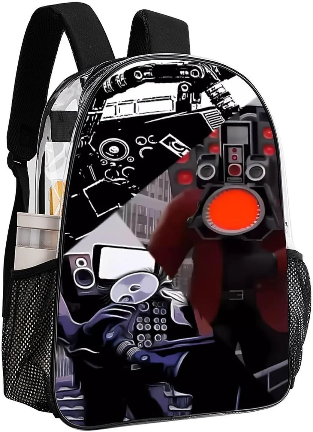 Clear Backpack Heavy Duty PVC Transparent Funny Toi-let Backpack 17"" Large Capacity See Through Bag for Travel, 43x32x13cm, Style