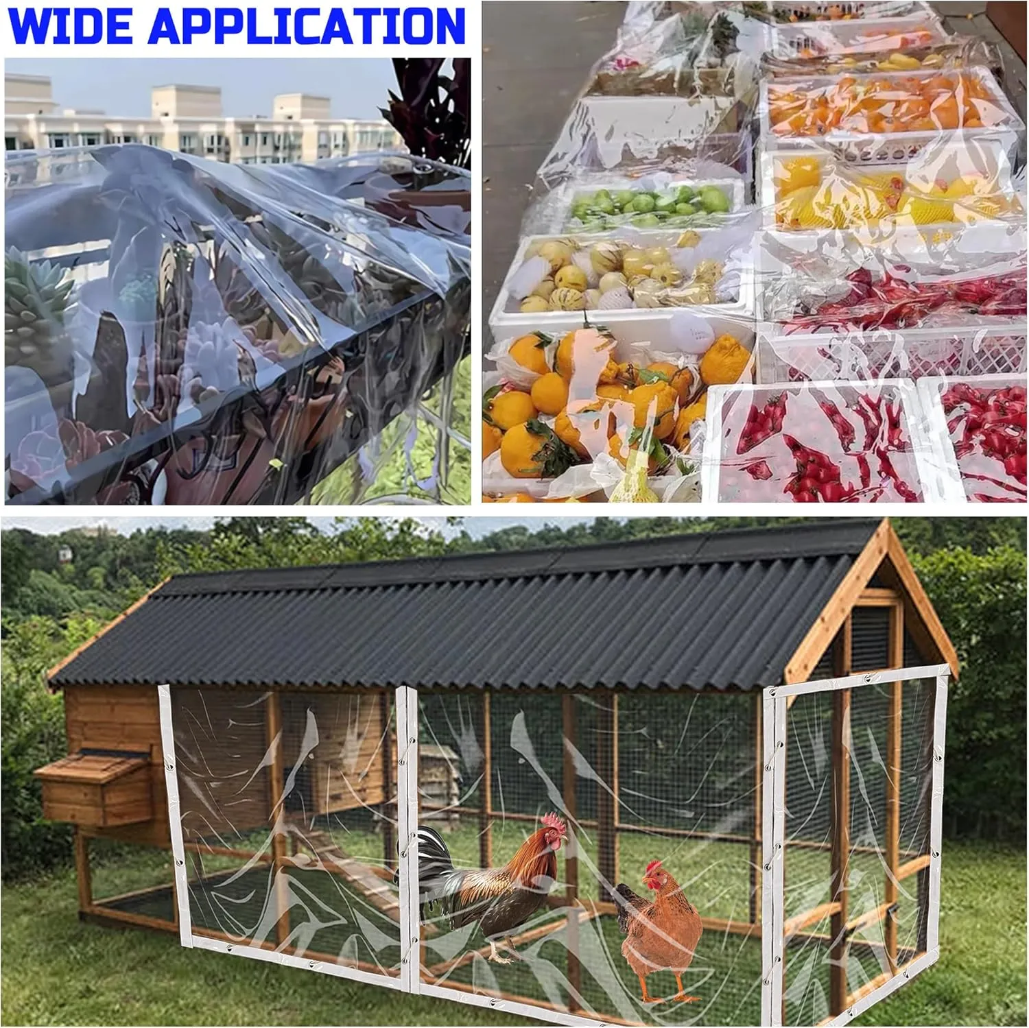Clear Tarp 8 x 10FT, 20 Mil Clear Vinyl Tarp, Small Cover Plastic Sheeting with Grommets, Double-Stitched Reinforced Edges, Heavy Duty Tarps Waterproof and Tearproof