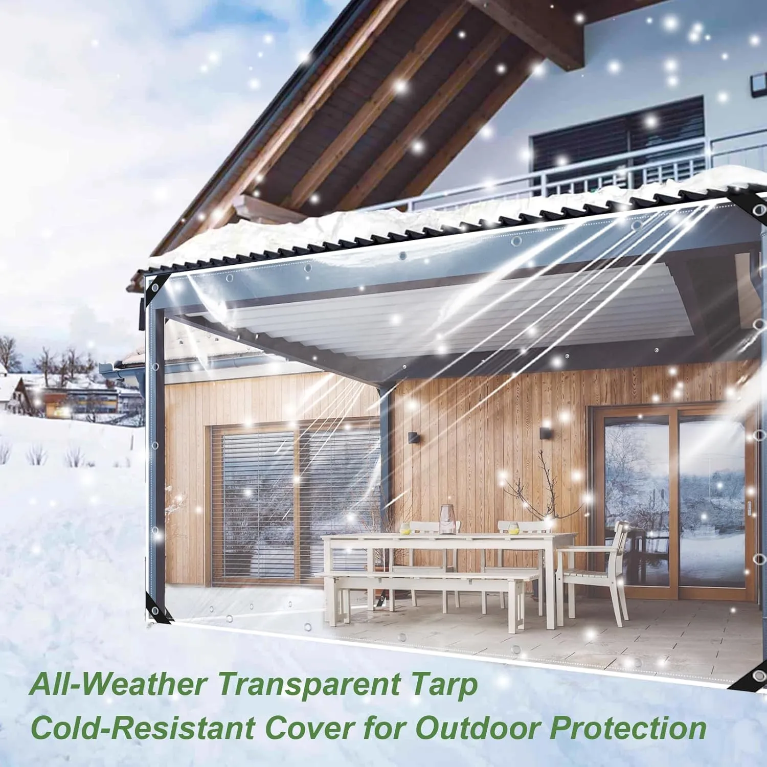 Clear Tarp 8x10 ft, Heavy Duty Waterproof Tarp with Grommets, Thickened Tear Resistant PVC Tarps for Chicken Coop Protection, Pergola, Greenhouse, Patio, Balcony