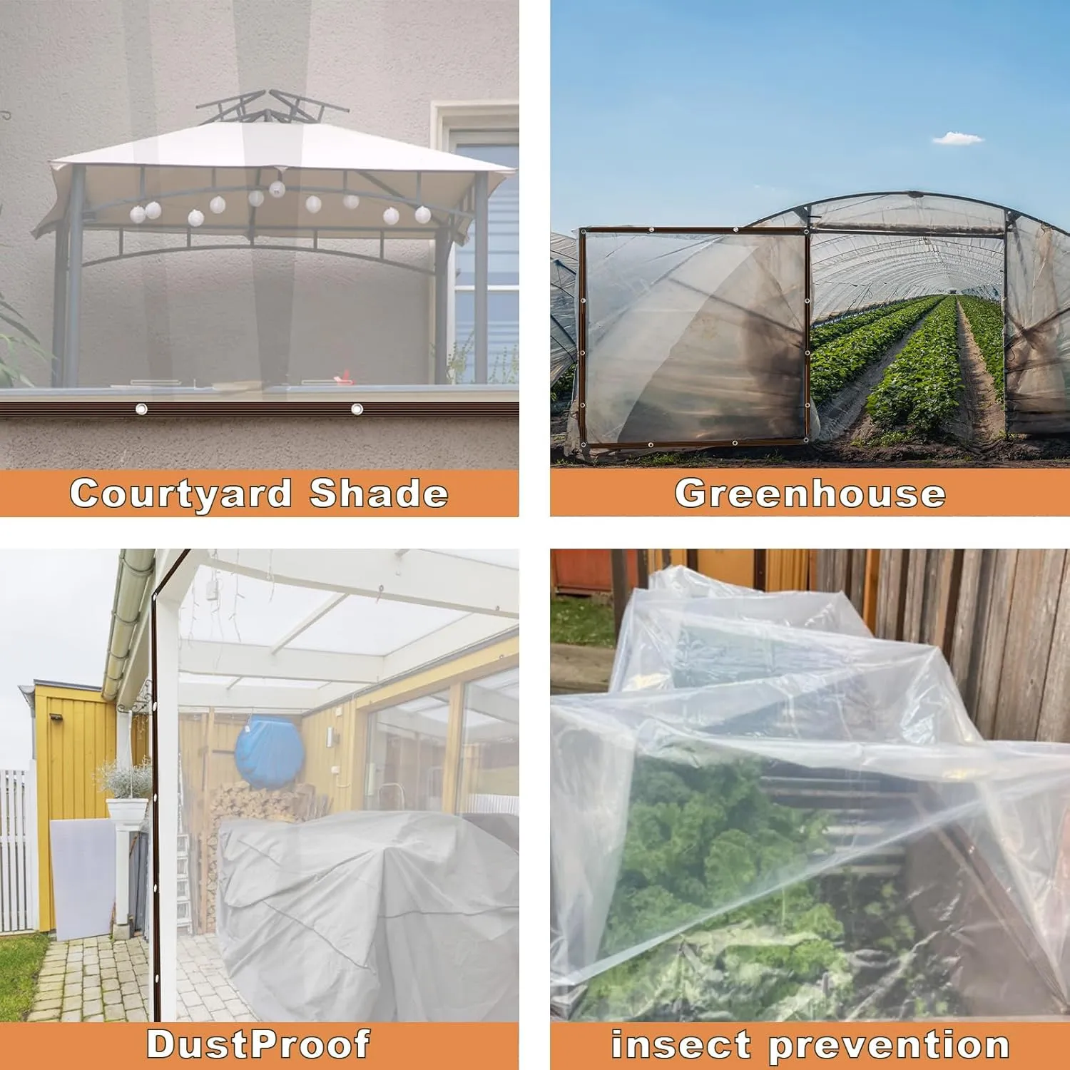 Clear Tarp - Tarps Heavy Duty Waterproof 6x8Ft, 12 Mil Thick, Clear Tarp with Grommets, UV & Tear Resistant, Fade-Proof, for Outdoor Garden, Greenhouse, Patio, and Pavilion Rain Protection