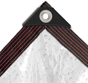 Clear Tarp - Waterproof - Small 6x8ft for Garden, Tarpaulin Transparent with Grommets of Plant/Pool Outdoor Rain Plastic Tarps, Chicken Coop Cover/Dog Kennel Roof Canopy