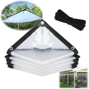 Clear Tarps Heavy Duty - Transparent Plastic Tarpaulin Outdoor - Flower Plant Sheet Covers - Strengthen Windproof Cover, Easy To Attach, For Winter Plants Garden Furniture 7 X 10 Ft / 20 × 26 Ft