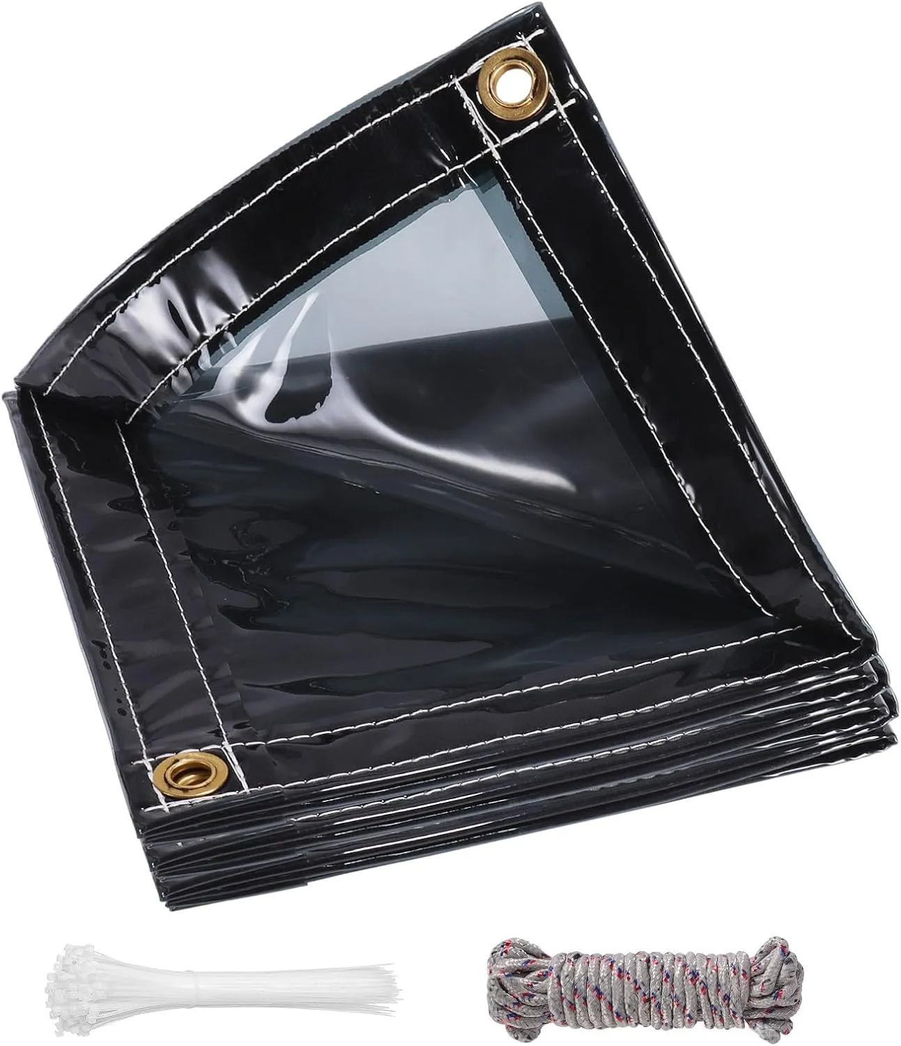 Clear Tarps Heavy Duty UV Protection, Translucent Sun Shade PVC Vinyl Tarpaulin with Grommets, Ropes, Reinforced Edge, Waterproof, Tear-Resistant for Greenhouse, Patio, Garden, Porch, Pavilion