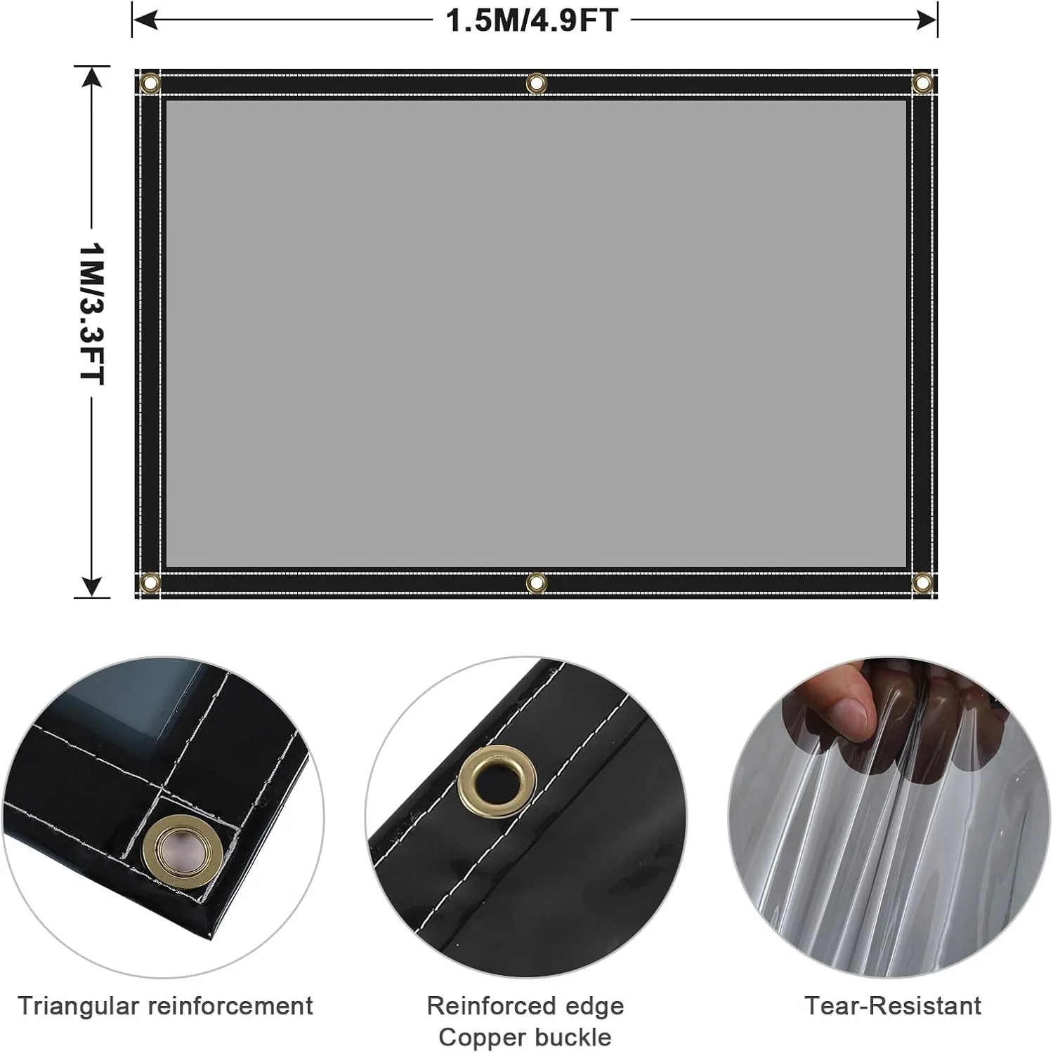 Clear Tarps Heavy Duty UV Protection, Translucent Sun Shade PVC Vinyl Tarpaulin with Grommets, Ropes, Reinforced Edge, Waterproof, Tear-Resistant for Greenhouse, Patio, Garden, Porch, Pavilion