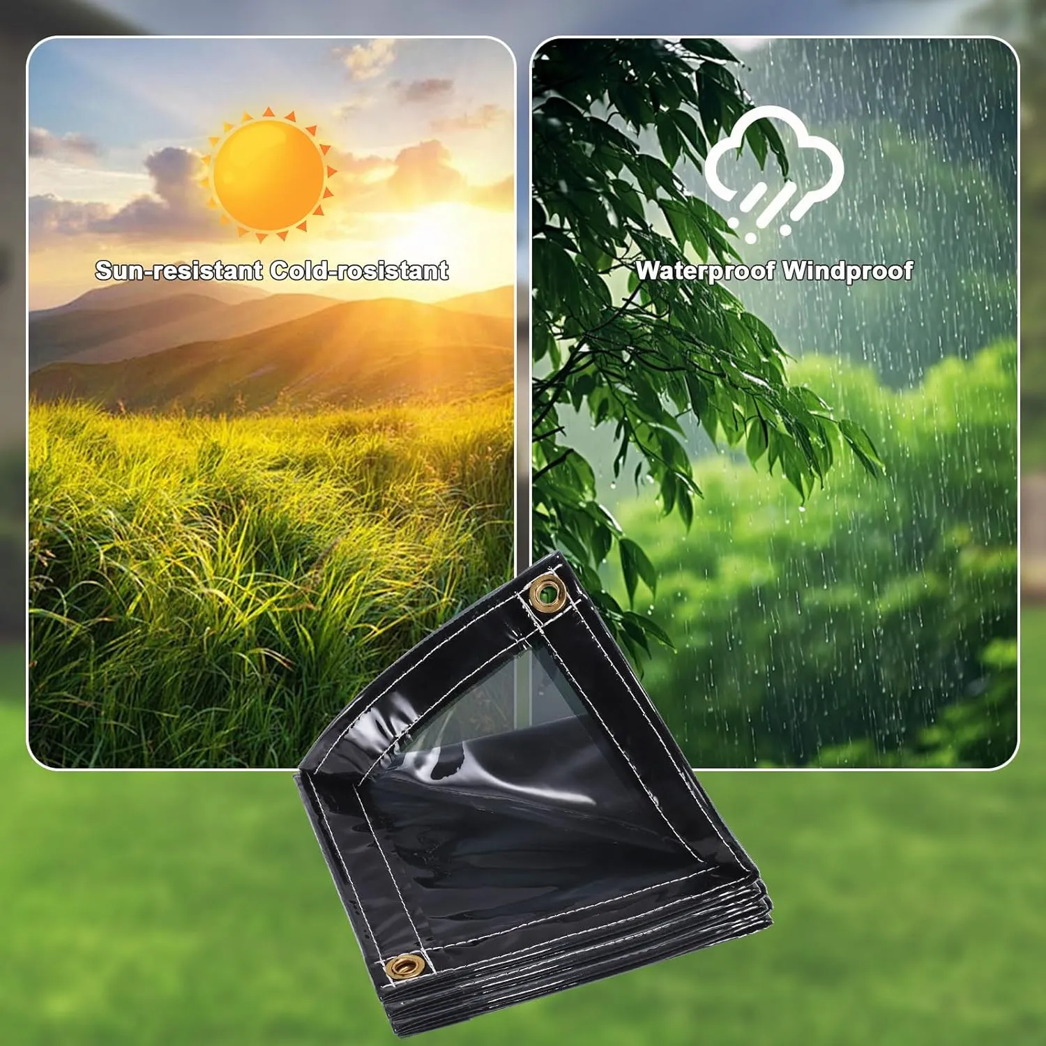 Clear Tarps Heavy Duty UV Protection, Translucent Sun Shade PVC Vinyl Tarpaulin with Grommets, Ropes, Reinforced Edge, Waterproof, Tear-Resistant for Greenhouse, Patio, Garden, Porch, Pavilion