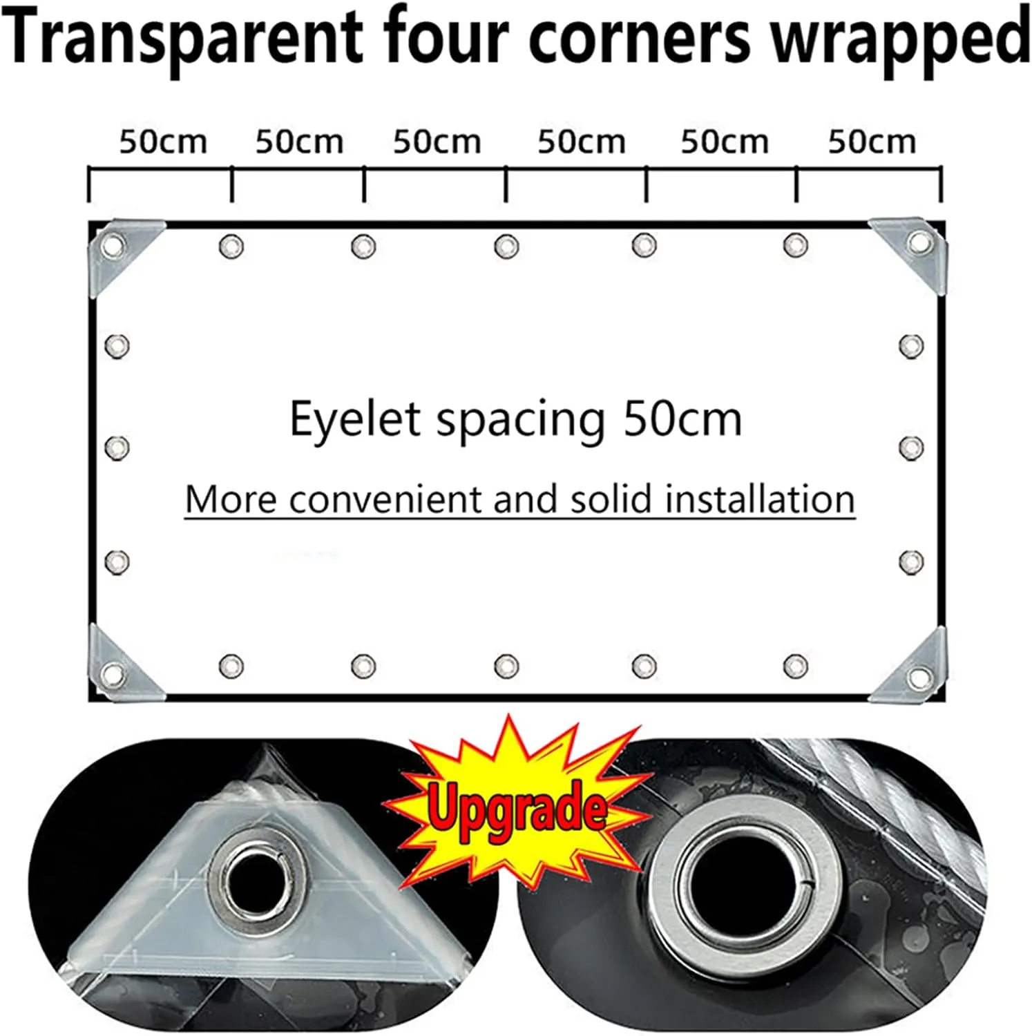 Clear Tarps Heavy Duty Waterproof 12 x 12FT, 14 Mil Wind-Proof Transparent Anti-Tear PVC Curtain Thick Cover Clear Tarps with Grommets, Clear Vinyl Tarp for Patio Pergola Garden Canopy