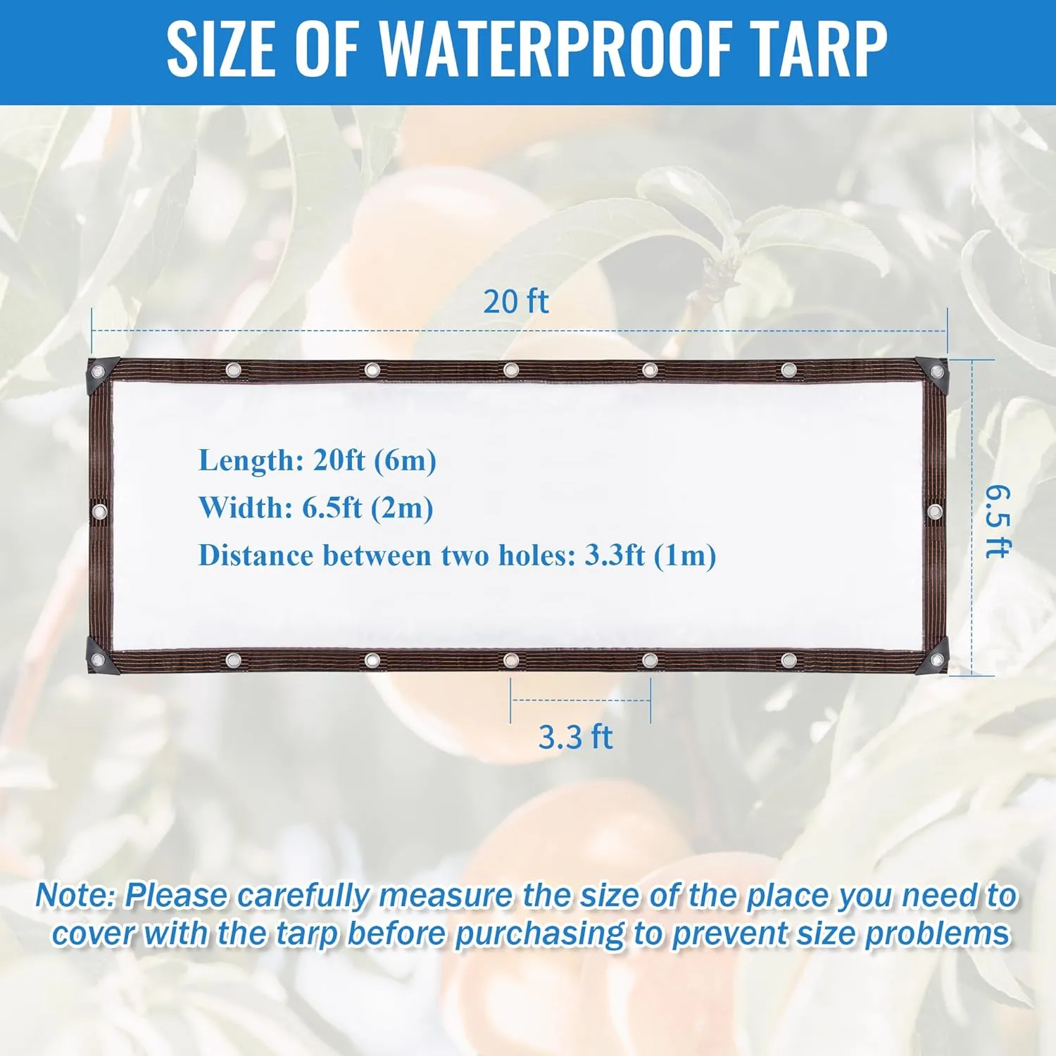 Clear Thicken Waterproof Tarp, 6.5 x 20 FT Rainproof Covering, Heavy Duty Anti Tear Tarp with Grommets, Windproof and Snowproof Poly Tarpaulin for Patio, Plants, Henhouse, Garden, Porch
