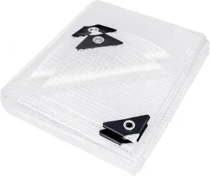 Clear White Tarp Heavy Duty Waterproof 6x8 Ft Clear Greenhouse Tarps with Grommets,10mil Poly Garden Cover UV Resistant for Patio Greenhouse Outdoor