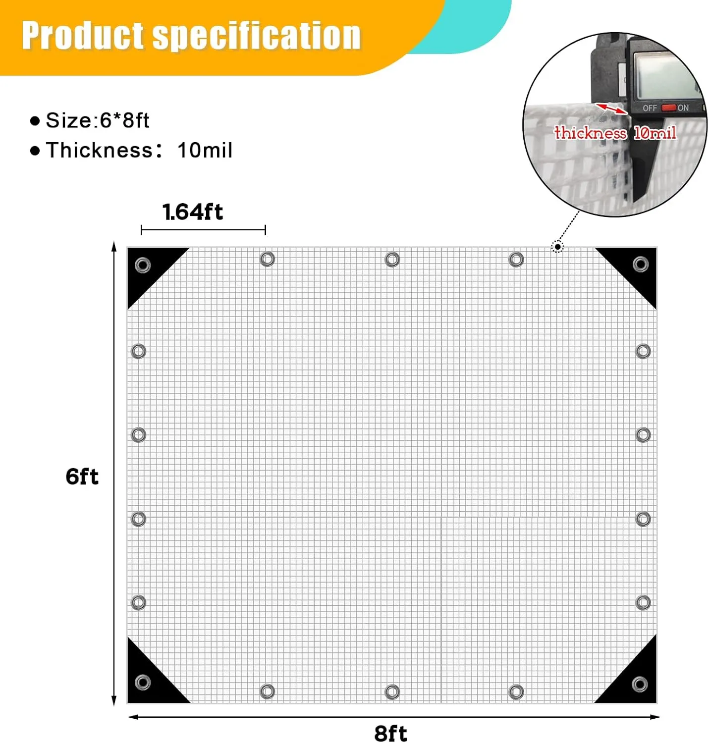Clear White Tarp Heavy Duty Waterproof 6x8 Ft Clear Greenhouse Tarps with Grommets,10mil Poly Garden Cover UV Resistant for Patio Greenhouse Outdoor