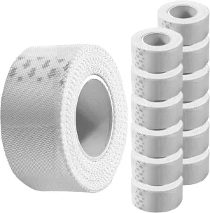 Cloth Medical First Aid Tape 1" x 10 Yards [Pack of 12 Rolls] Lightweight Breathable Silk-Like Microporous Self Adhesive Latex Free Hypoallergenic Bandage and Wound Dressing Tape (12)