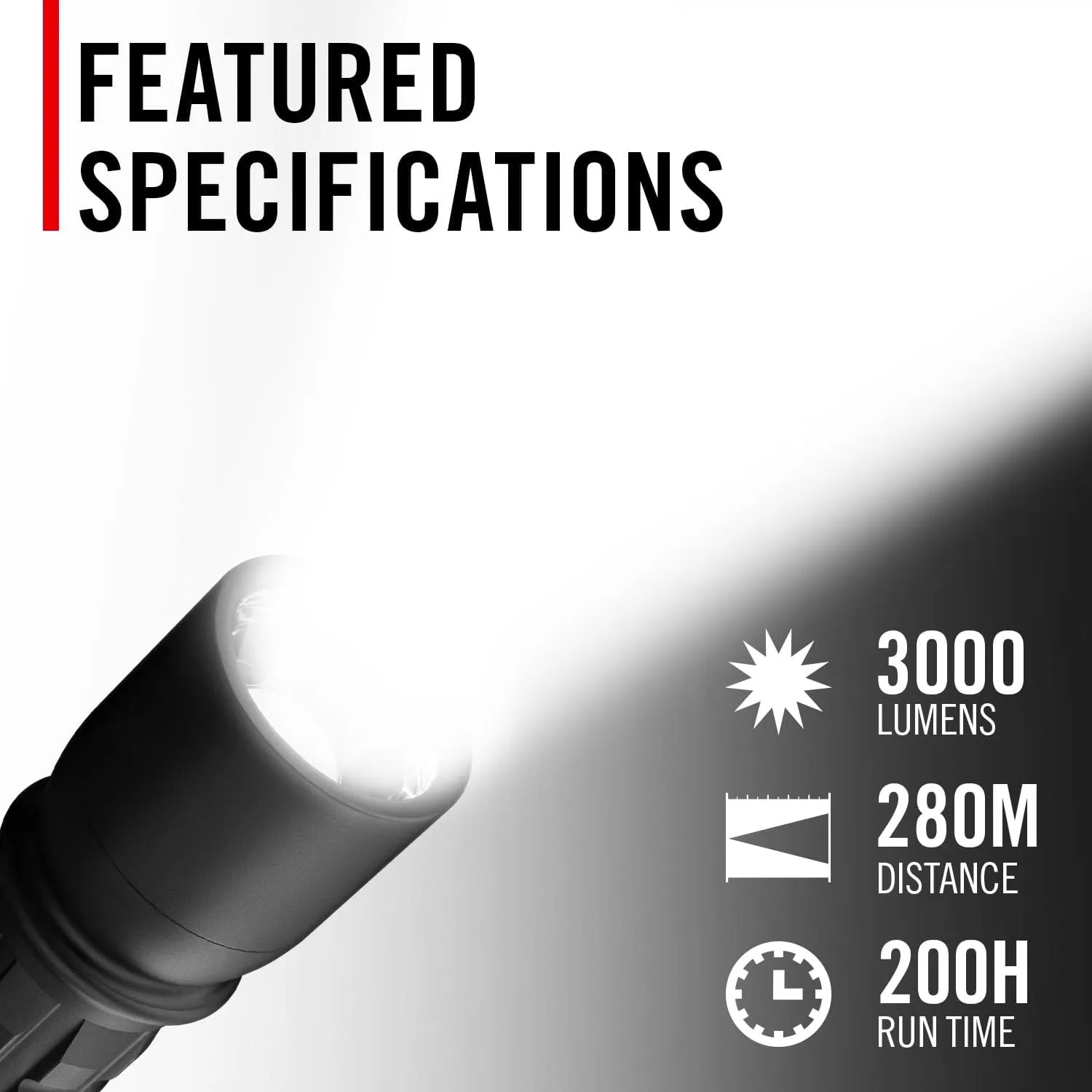 COAST XP11R Rechargeable Dual Power LED Flashlight, 3000 Lumens, Black