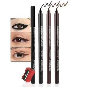 Colored Gel Glitter Eyeliner Pencils Pen Set,Eye Liners & Shadow Pencil Eye Makeup Colorful Eyeliner Kit (01#Black 02#Dark Brown 16#Brown)