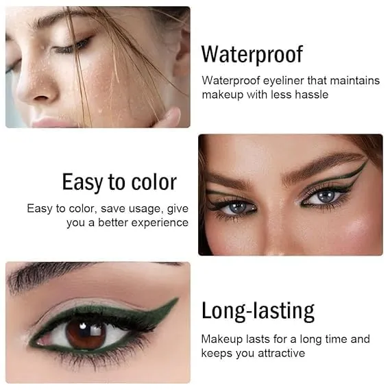 Colored Gel Glitter Eyeliner Pencils Pen Set,Eye Liners & Shadow Pencil Eye Makeup Colorful Eyeliner Kit (06#Shimmer Emerald Green 07#Shimmer Royal Blue 12#Shimmer Green)