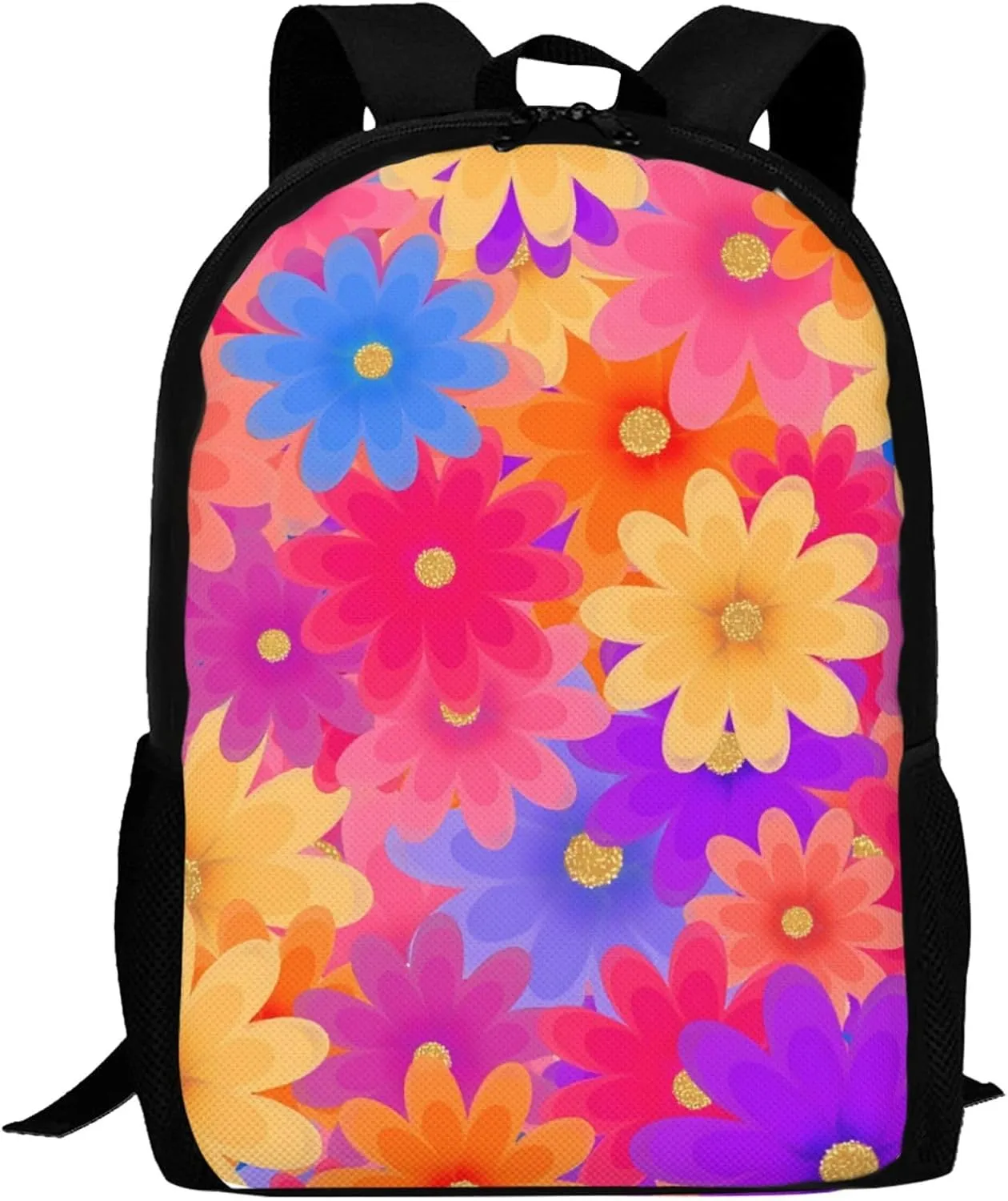 Colorful Flowers Power Springtimes Backpack Minimalist Large Capacity Backpack 16.5 inch Leisure Travel Daypack