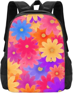 Colorful Flowers Power Springtimes Backpack Minimalist Large Capacity Backpack 16.5 inch Leisure Travel Daypack