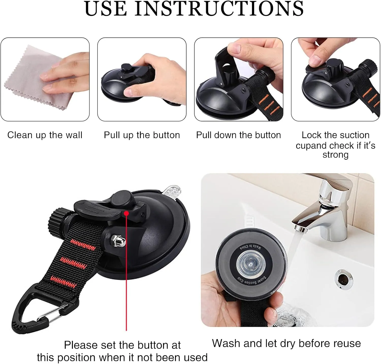 CONBOLA Suction Cups Hooks 8 pcs Car Camping Essentials Heavy Duty Tie Down Suction Cup Camper Accessories with Securing Hook Strong Power for Car Awning Boat SUV Tent Trap Window Glass.(8 pcs)