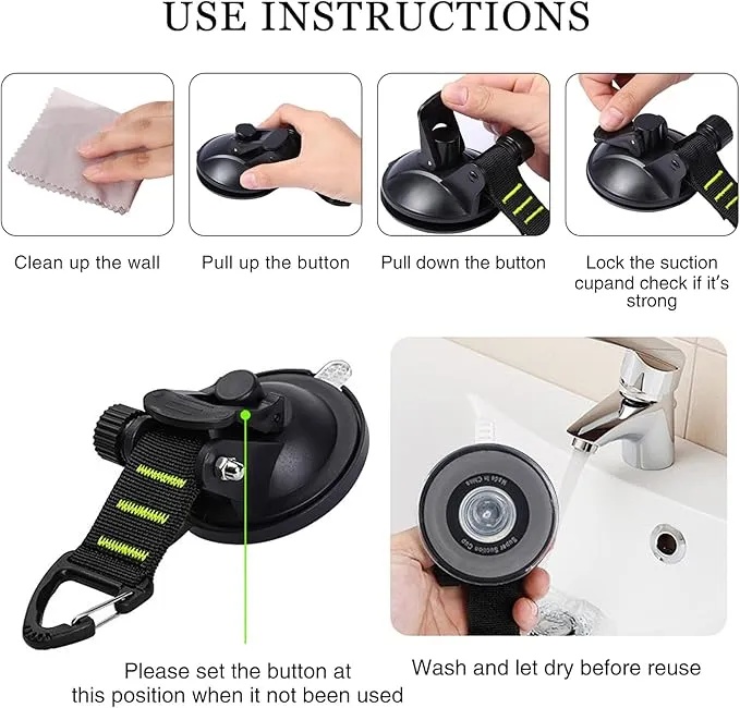 CONBOLA Suction Cups Hooks 8 pcs Car Camping Essentials Heavy Duty Tie Down Suction Cup Camper Accessories with Securing Hook Strong Power for Car Awning Boat SUV Tent Trap Window Glass.(Green,8 pcs)
