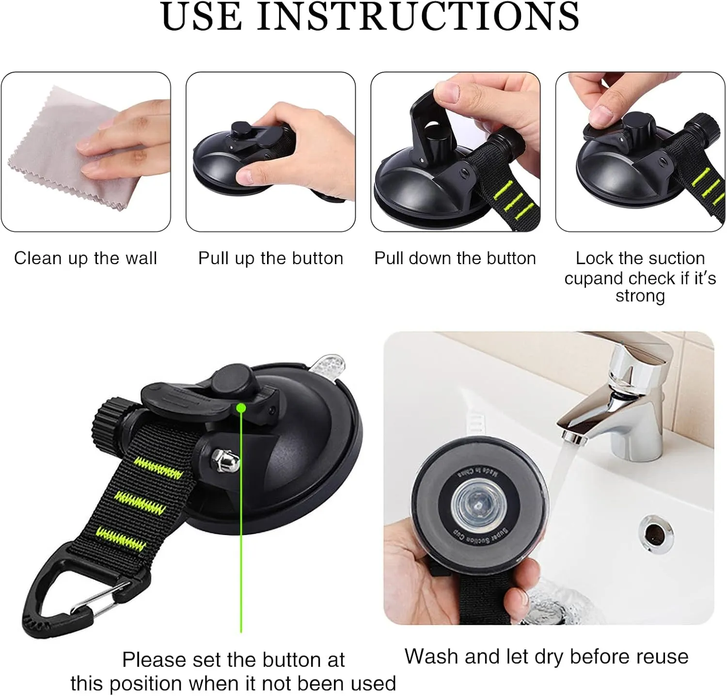 CONBOLA Suction Cups Hooks 8 pcs Car Camping Essentials Heavy Duty Tie Down Suction Cup Camper Accessories with Securing Hook Strong Power for Car Awning Boat SUV Tent Trap Window Glass.(Green,8 pcs)